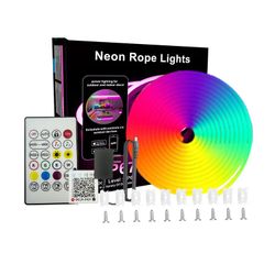 20M RGB Neon LED Strip Lys - Fleksibel Silikone Reb Lys med Fjernbetjening, Kompatibel med Smart Home Systemer