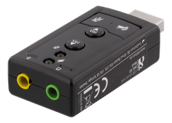USB audio card, 7.1, mute, volume, 2x3.5mm, mic/headphone