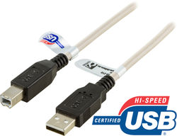 USB 2.0 cable, Type A male, Type B male, 1m, black / white