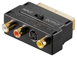 SCART til kompositt lyd/video og S-Video adapter; INN/UT