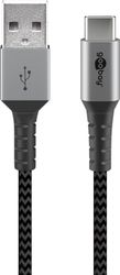 USB-C™ til USB-A tekstilkabel med metallkontakter 0,5 m