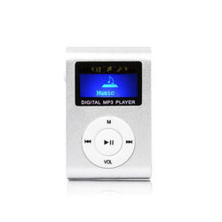 MP3-spiller med LCD-skjerm og MicroSD-leser - kompakt musikkspiller med klips og oppladbart batteri