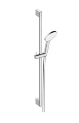 Duravit Universal Set doccia, Sistema doccia con getto Rain, Asta doccia (700 mm) con doccetta regolabile in altezza, Tubo doccia con protezione antitorsione, Cromo/Bianco