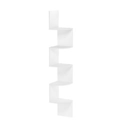 Furinno Rossi 5-laags wandhouder, zwevend radiaal hoekrek, wit