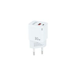 VoltShine Caricatore USB-C da Parete 30 W, Tecnologia GAN, uscite USB-C/PD e USB-A/QC, Ideale per la Ricarica di dispositivi mobili ed elettronici.