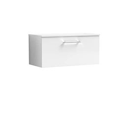 nuie Modern Bathroom Wall Hung 1 Drawer Vanity Unit with Colour Worktop, Gloss White, 800mm