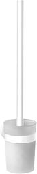 Emco Brosse WC Ronde avec Support et poignée en métal et récipient en Plastique, Brosse WC de qualité supérieure, Montage Mural, Blanc Mat