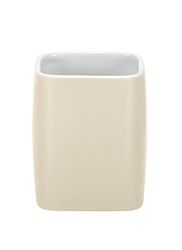 Kleine Wolke Toothbrush Holder Cubic in Nature, Stone, Ecru, 7.4 x 9.1 x 7.4 cm