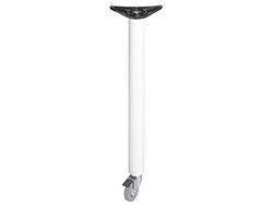 Amig - Perna de aço branca Mod.6 com rodas giratórias e travão para mesas de mesa, escritório - com ajuste de altura 10 mm - Medidas: 710 x 60 x 1,2 mm - resistência 15 kg/perna inclui chave de fenda
