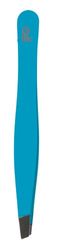 PLIC BEAUTY - Blue Tweezers with Angled tip - Precision and Comfort - Ideal for Facial and Body Hair Removal - Soft Touch Finish - Stainless Steel - Professional Accessory