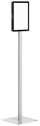 Durable Info Sign with Rotating A4 Board - Information Floor Stand Made From Strong Metal - Double Signage Panel - Includes 2 Black Magnetic Frames - Grey