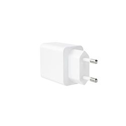 Dual-wandlader met 20 W USB-C Power Delivery poorten en USB-A Quick Charge 18 W. Wit, ideaal voor het snel en veilig opladen van mobiele apparaten.