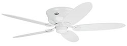 HUNTER FAN plafondventilator Low Profile 132 cm voor gebruik binnenshuis, met trekkoord en 4 verwisselbare vleugels in de kleur wit en esdoorn, optimaal voor zomer en winter, model 24377