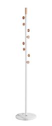 HAKU Mobel Hall-Tree Nature, White, Marble, Solid Wood, Metal - Size: H 178 cm X Ø 35 cm, Style: Modern