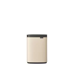 Brabantia Bo Waste Bin 4L | Compact Rectangular Rubbish Bin with Soft-Close Lid and Removable Inner Bucket | Wall-Mountable or Freestanding Design for Bathroom, Kitchen, or Office | Soft Beige