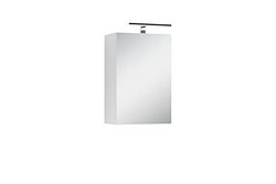 byLIVING Spree 40 Spiegelkast, badkamerkast met ledverlichting en schakelaar-/stekkerdoos. Hoogwaardige melamine coating, spiegeldeur met soft-close functie, glas, wit, breedte 40 cm