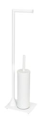 WENKO Garniture de WC sur pied Hella, support de papier toilette, porte-brosse avec brosse de WC, acier laqué, 15 x 69 x 20 cm, blanc mat