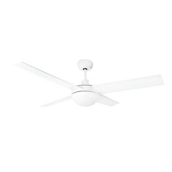 Witte DC-plafondventilator met LED-lampjes en 4 bladen van 132 cm. Ideaal voor stijlvolle en energiezuinige verfrissing. Elegant ontwerp dat bij elke omgeving past.