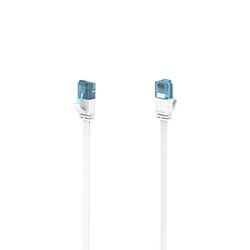 Hama Câble Réseau RJ45 Plat (Câble Ethernet Cat 6a, 10 Gbit/s, U/UTP, 10m, Garantie 10ans, Idéal pour PC, ordinateur portable, téléviseur, console de jeux, routeur, commutateur, hub) Blanc