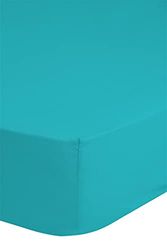 Emotion Hoeslaken van jersey, aqua, mat, 90 x 220 cm, blauw, 90 x 220 cm