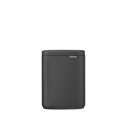 Brabantia Bo Waste Bin 7L | Compact Rectangular Rubbish Bin with Soft-Close Lid, Removable Inner Bucket | Wall-Mountable or Freestanding Design for Bathroom, Kitchen, or Office | Mineral Infinite Grey