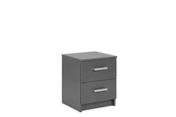 Inter Link - Commode - Table de Nuit - Table de Chevet - 2 tiroirs - Gris - Elenzio 2S