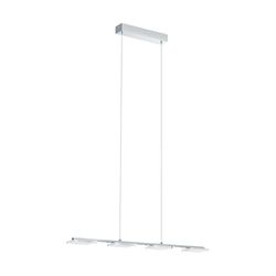 EGLO - Lampadario a sospensione a 4 luci, quadrato, dimmerabile, in acciaio, integrato, cromato, 78 x 9 x 110 cm