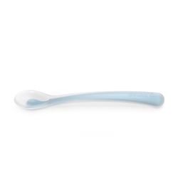 Suavinex, Siliconen lepel voor baby's vanaf 4 maanden, zacht en zacht, voor gevoelig tandvlees, met lange handgreep, vaatwasmachinebestendig, kleur Essence blauw