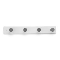 Zarivy Appendiabiti da parete bianco con 4 pomelli, ideale per l'organizzazione di abbigliamento, accessori e decorazioni in casa o spazi commerciali.