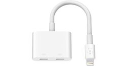 Belkin adaptador de audio + carga Lightning RockStar (audio Lightning para iPhone/carga para iPhone 13, 13 Pro, 13 Pro Max, 13 mini y modelos anteriores)