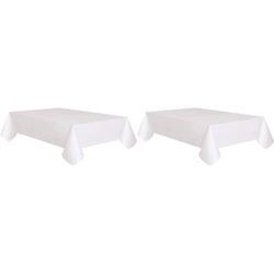 Unique Party 50180 - Plastic Lined White Paper Tablecloth, 9ft x 4.5ft (Pack of 2)