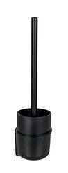 WENKO Turbo-Loc Carpino Plastic Holder for Fixing No Drilling to Smooth Surfaces Toilet Brush with Flexible Cover Wall Mount Metal, Polystyrene, Black/Black, 9,5 x 35 x 10 cm