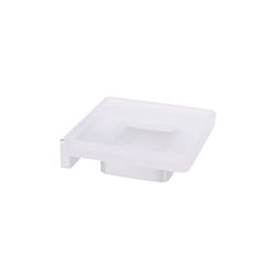 INDA A18110CR21 Lea - Jabonera de Pared con Recipiente de Cristal Satinado, latón, Cromado, 14 x 12 x 5 cm