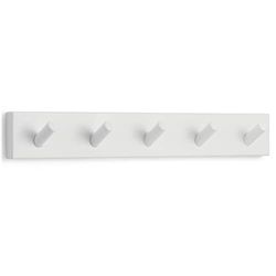 LARHN White Coat Hooks - Wall Mounted Coat Rack - 5 White Coat Hooks for Wall - 43 cm - All Fixings Included for Quick & Easy Installation
