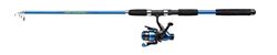 Shakespeare Firebird Tele - Combo de caña de Pescar y Carrete telescópico, portátil, preenrollado con línea, Listo para Pescar, Azul/Negro, 2,7 m