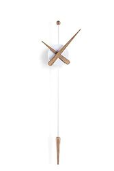 NOMON Reloj de Pared de diseño, ø28 x 63 cm Largo, Punta Blanco/Roble