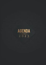 Agenda journalier: XXL Grand format A4 - 2 pages par jour avec heure - 365 jours - Janvier/Décembre - Planificateur professionnel français - Noir & Doré