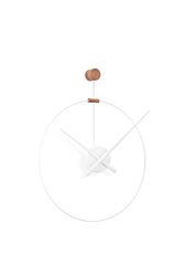 NOMON Wandklok met minimalistisch design, wit, eiken, 45 cm, Minimalistisch
