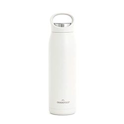 Grandties 700 ml geïsoleerde sportdrinkfles met lekvrij ergonomisch deksel met handvat - dubbelwandige drinkfles roestvrij staal houdt tot 24 uur warm (wit), ZL001210701