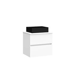 Baikal Badkamerkast Onyx Black, 2 laden, voor wandmontage, met keramische wastafel in mat zwart, melamine, 16 mm, meubels gemonteerd.