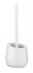 WENKO Piaçaba Badi branco cerâmica - escova para sanita com cerdas de silicone e limpeza de borda, cerâmica, 13,5 x 38 x 13,5 cm, branco