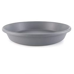 The HC Companies Soucoupe Ronde en Plastique Classique de 40,6 cm pour intérieur et extérieur - 40,6 x 40,6 x 7,6 cm - Gris Chaud
