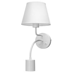 Glowster Applique metallico bianco E27, senza sorgente luminosa, ideale per illuminazione decorativa e funzionale in ambienti e spazi commerciali.