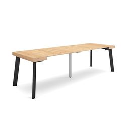 Skraut Home | Table Console Extensible | Console Meuble | 260 | pour 12 Personnes | Pieds en Bois | Style Moderne | Chêne