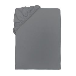 TOM TAILOR Jersey Fitted Sheet, Approx. 90-100 x 190-200 cm, 100% Cotton/Jersey, with Elasticated Edge, Plain, Grey (Moody Grey)