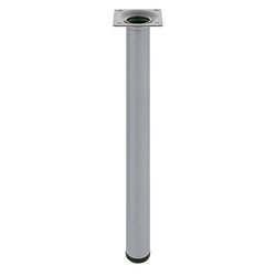Amig - Pata Redonda para Mueble - Mod. 4 - Ø30 x 500 mm - con Tornillo de Regulación - Atornillable por 4 Puntos - Resiste hasta 15 Kg/Pata - Acero Plateado