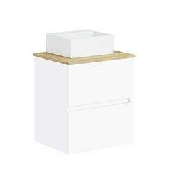 Baikal Conjunto de baño Natura. Mueble de Baño de Fondo Reducido, con Lavabo cerámico sobre Encimera. Mueble Suspendido. Mueble MONTADO. Dos Cajones sin Espejo 50 cm Fondo de 39cm