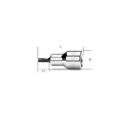 Beta 9200527 Model 920 TX55 Socket Drivers voor Torx Head Schroeven, 1/2 Drive, T55