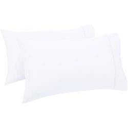 Amazon Basics Lot de 2 taies d'oreiller en satin de coton 400 fils au pouce carré, 50 x 80 cm, blanc