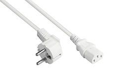 Good Connections Netsnoer - 1 m - geaarde stekker type E+F (CEE 7/7, hoekig) aan C13 koudeapparaataansluiting (recht) - kopergeleider CU - 0,75 mm² - kabel voor pc, monitor en nog veel meer - wit